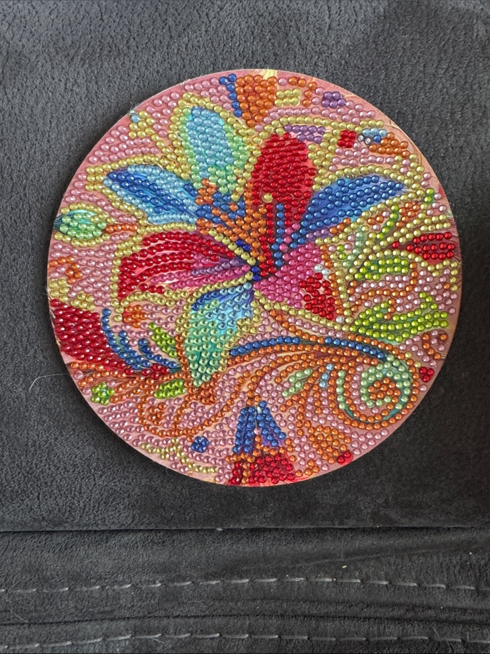 Colorful Round Floral Rhinestone Trinket Dish